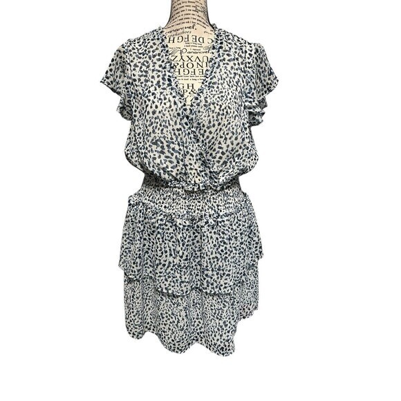 Slate & Willow Womens Blue/white Floral Layered Ruffle Boho‎ Coastal Vibe Large - Picture 1 of 12